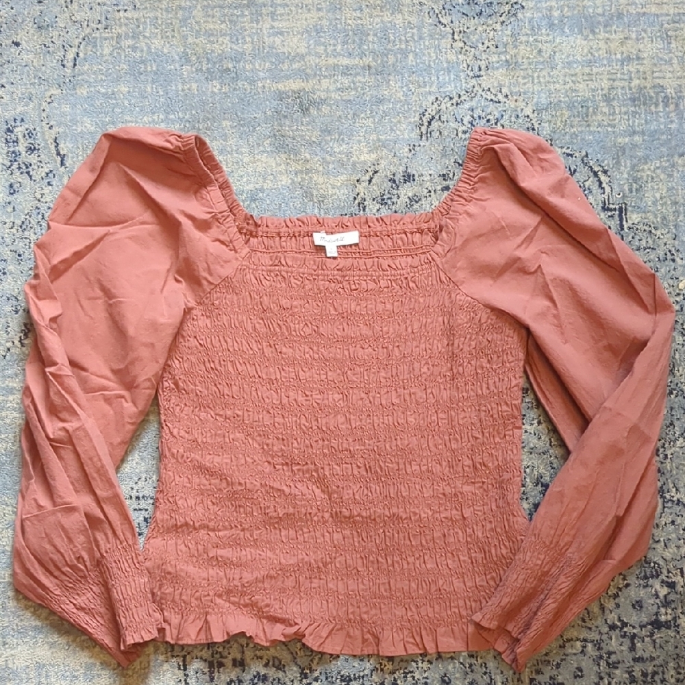 Madewell Smocked Blouse with Puff Sleeves
